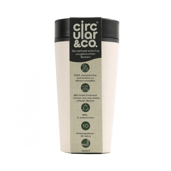 Mug da viaggio 35cl Circular&Co bianco-nero