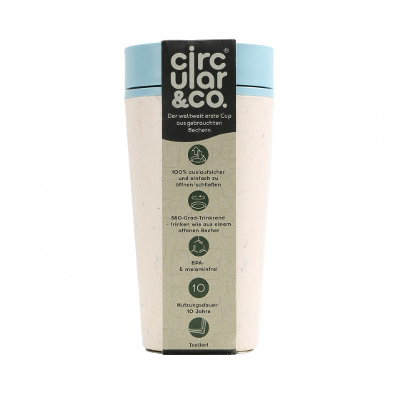 Mug da viaggio 35cl Circular&Co bianco-blu