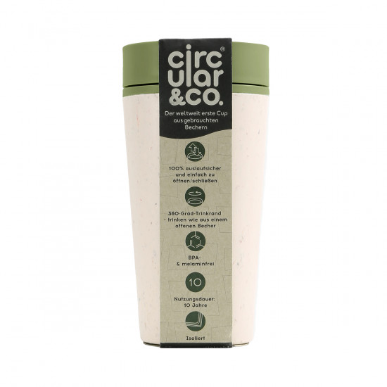 Mug da viaggio 35cl Circular&Co bianco-verde