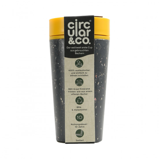 Mug da viaggio 35cl Circular&Co nero-giallo