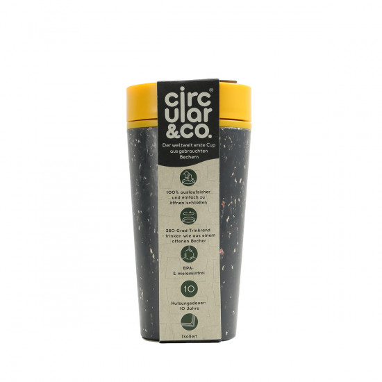 Mug da viaggio 35cl Circular&Co nero-giallo