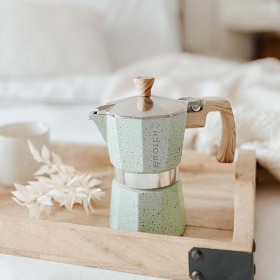 Caffettiera French Press Poliviar 1L - Acciaio Inox Doppia Parete, Manico In Legno, Verde - Foto 9