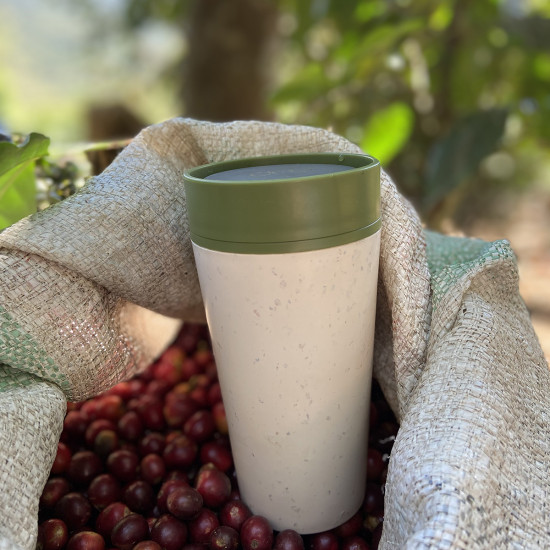 Mug da viaggio 35cl Circular&Co bianco-verde