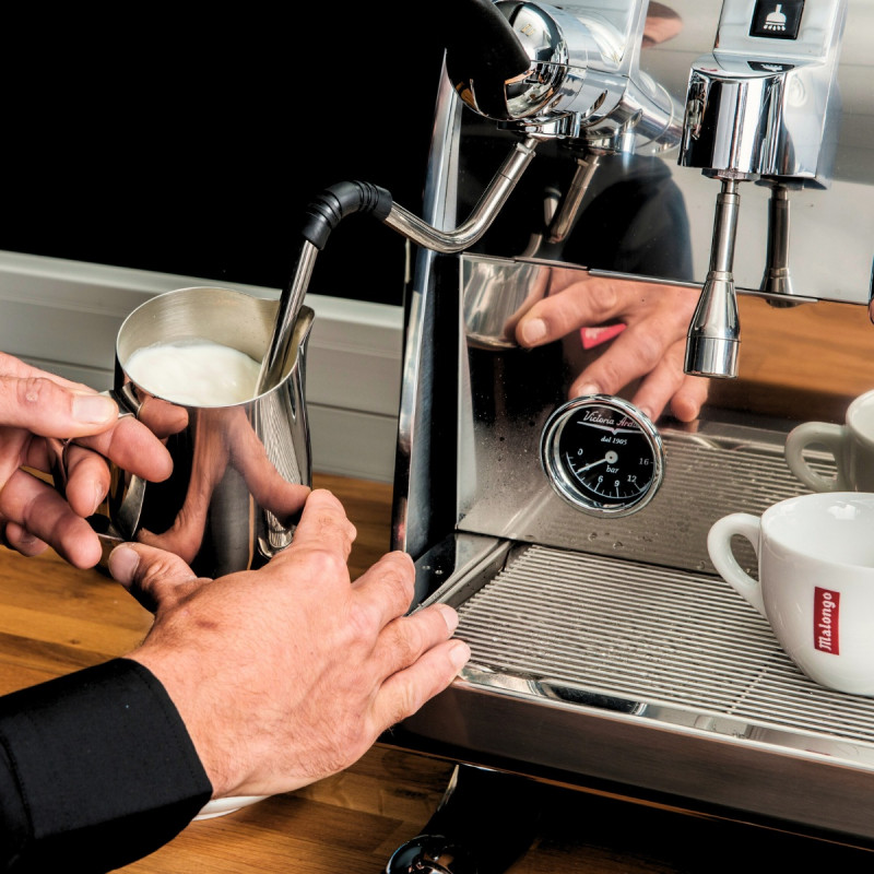 350 ML Bricco Latte Professionale Acciaio Inox 350 ml Capuccino Art Spout, Lattiera Bricco Latte Bar Milk Jug(Argenteo