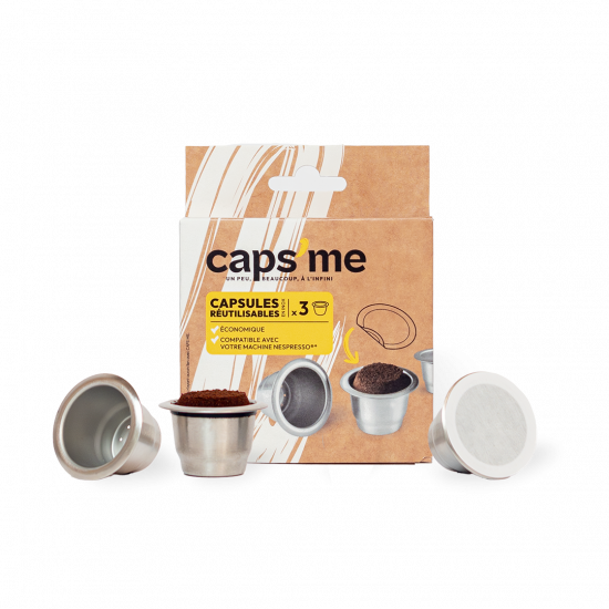 3 capsule riutilizzabili CAPS'ME compatibili con Nespresso