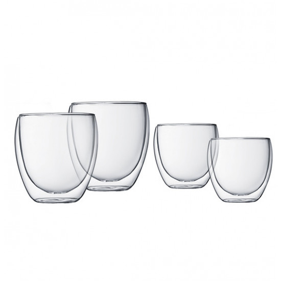 6 verres double paroi Pavina Bodum en verre transparent 8cl