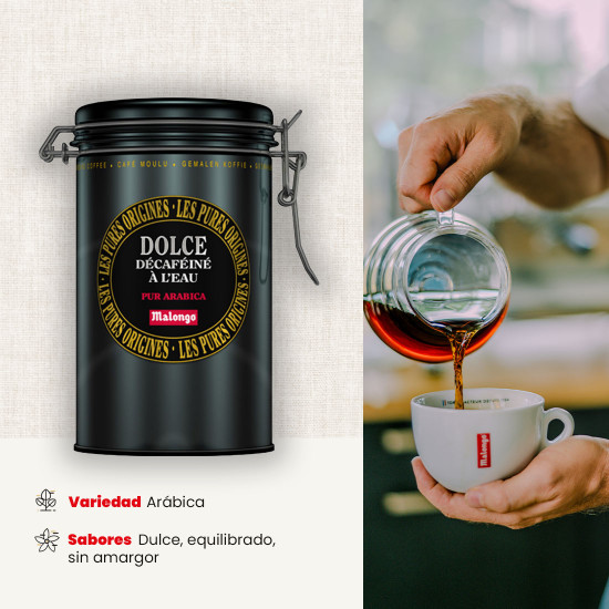 Café molido Dolce Descafeinado con agua