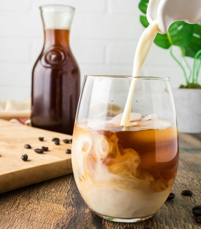 Café frappé, avec du lait