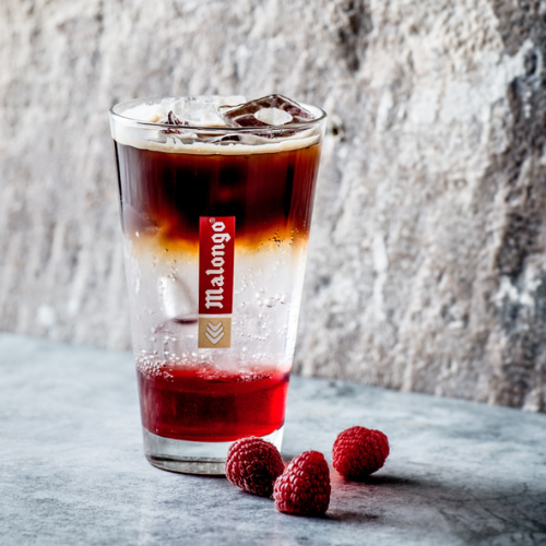 Mocktail café espumoso de frambuesa